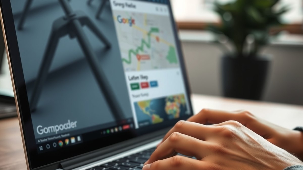 Écran d'ordinateur affichant une fiche d'établissement Google Maps dans un bureau luxembourgeois, mains sur un clavier, aucun visage visible.